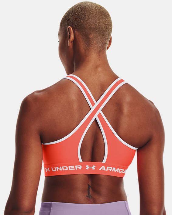 Women's Armour® Mid Crossback Sports Bra, Orange, pdpMainDesktop image number 5